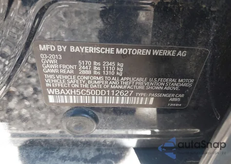 2013 BMW 528I xDrive z USA, uszkodzony, nr VIN WBAXH5C50DD112627